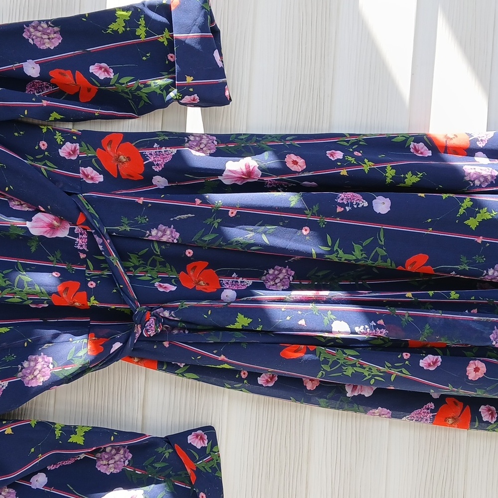 NWOT Ted Baker London Navy Floral Midi Dress - Picture 8 of 8